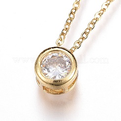 Brass Micro Pave Cubic Zirconia Pendant Necklaces&nbsp;NJEW-O108-29
