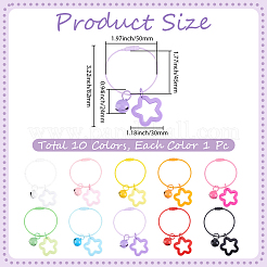 10Pcs 10 Colors Star with Bell Acrylic & Alloy Pendant Decorations&nbsp;HJEW-BBC0001-40B