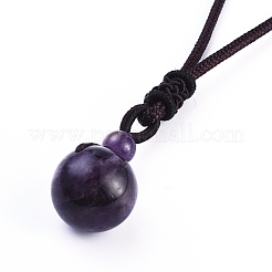 Natural Amethyst Pendant Necklaces&nbsp;NJEW-P241-A02