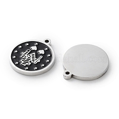 304 Stainless Steel Black Enamel Charms&nbsp;STAS-M102-17P-05