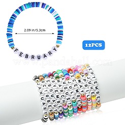 12 Months Polymer Clay & Acrylic Beaded Stretch Bracelet Sets for Women&nbsp;BJEW-SW00142