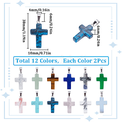 24Pcs 12 Styles Gemstone Pendants&nbsp;G-SC0003-17