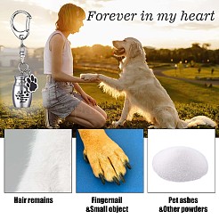 Pet Urn Keychain Personalized Paw Print Urn Pendant Pet Cremation Jewelry Stainless Steel Paw Print Dog Keepsake Cat Dog Urn with Storage Bag&nbsp;JX364A