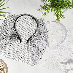 2Pcs 2 Colors Mesh Veil Cloth Hair Bands&nbsp;AJEW-CP0009-59