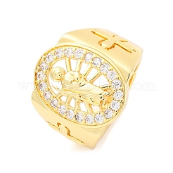 Brass Micro Pave Clear Cubic Zirconia Rings for Women&nbsp;RJEW-U047-30G