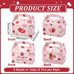 12Pcs Strawberry Printed Cardboard Candy Tote Boxes&nbsp;CON-WH0107-70