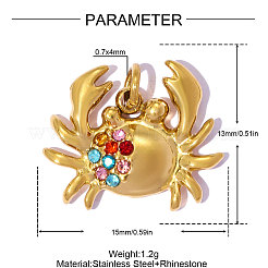 304 Stainless Steel with Colorful Rhinestone Charms&nbsp;RB-OY001-41G