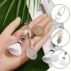 2Pcs 2 Styles Badminton & Racket Alloy & Resin & PVC Pendant Decorations&nbsp;AJEW-BM0001-21