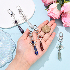5Pcs Alloy Natural Gemstone Keychains&nbsp;KEYC-YW00216
