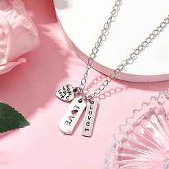 Valentine's Day Alloy and 201 Stainless Steel Word Love Pendant Necklaces&nbsp;NJEW-JN04693