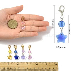 50Pcs Glass & Acrylic Star Pendant Decorations&nbsp;HJEW-FS00046