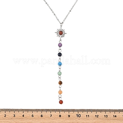 7 Chakra Gemstone Long Tassel Y Necklaces&nbsp;NJEW-JN06603