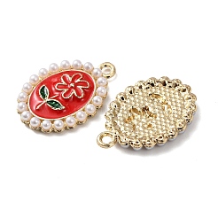 Alloy with Enamel and ABS Plastic Imitation Pearl Pendants&nbsp;FIND-Z111-06G