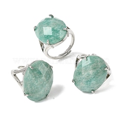 Natural Amazonite Finger Rings&nbsp;RJEW-C154-01K