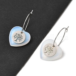 Natural & Synthetic Gemstone & 304 Stainless Steel Hoop Earrings for Women&nbsp;EJEW-G475-05P