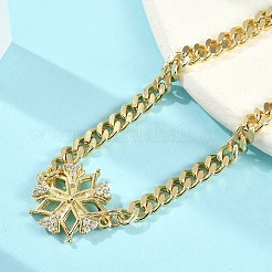 Brass Micro Pave Clear Cubic Zirconia Link Bracelets&nbsp;LS-BJEW-M050-03G-03