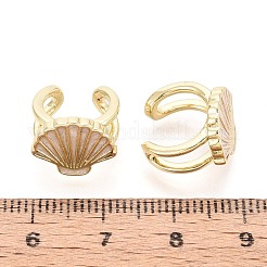 Shell Shape Brass Enamel Cuff Earrings&nbsp;EJEW-T049-06G