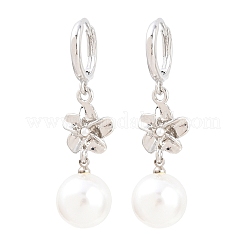 Valentine's Day Flower Brass Hoop Earrings&nbsp;EJEW-Z164-03P