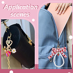 3Pcs Strawberry Acrylic & Alloy Enamel & Glass Pearl Pendant Decoration&nbsp;HJEW-HY00122