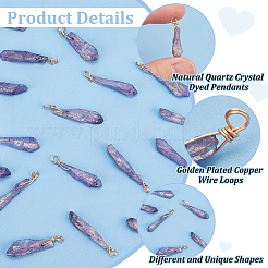 20Pcs Electroplated Natural Quartz Crystal Dyed Pendants&nbsp;FIND-FG0003-29