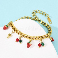 304 Stainless Steel Enamel Charm Bracelets&nbsp;BJEW-C113-03G