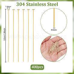 400Pcs 304 Stainless Steel Flat Head Pins&nbsp;STAS-PH0007-41G