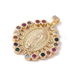 Brass Cubic Zirconia Pendants&nbsp;KK-Z050-09G-02