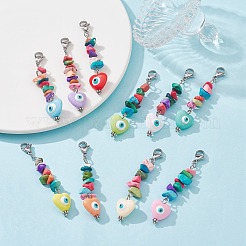 Heart with Evil Eye Resin Pendant Decorations&nbsp;HJEW-JM01104