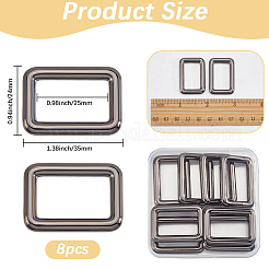 8Pcs Zinc Alloy Rectangle Buckle Ring&nbsp;PURS-SP0001-05B