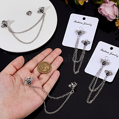 4Pcs Bee Zinc Alloy Rhinestone Fringed Brooches&nbsp;JEWB-FH0002-33P
