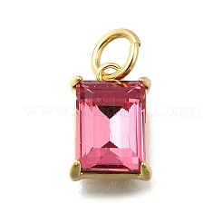 Rectangle Brass with Glass Charms&nbsp;KK-G525-05G