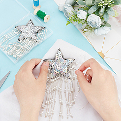 Glass Beaded Tassel Sew on Star Patches&nbsp;PATC-FG0001-73