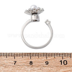 Brass Micro Pave Clear Cubic Zirconia Open Cuff Rings&nbsp;RJEW-S624-01P