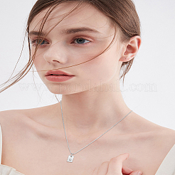 1Pc Stainless Steel Letter Rectangle Pendant Necklaces&nbsp;NJEW-LP0001-34Q-P