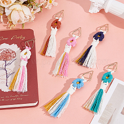 6Pcs 6 Colors Flower Handmade Macrame Cotton with Iron Paper Clip&nbsp;AJEW-GA0009-75