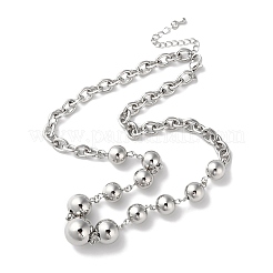 Rack Plating Brass Graduated Beaded Necklaces & Round Ball Link Chain Bracelets&nbsp;SJEW-H066-01P