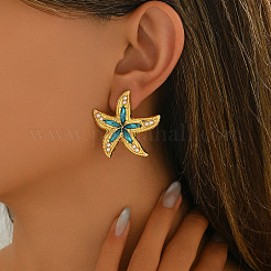 Starfish Zinc Alloy & Rhinestone Stud Earrings&nbsp;FS-WG3985E-01