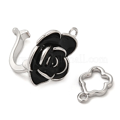 Brass with Black Enamel Fold Over Clasps&nbsp;KK-G505-20P