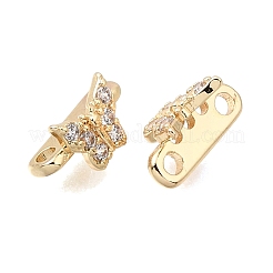 Brass Micro Pave Clear Cubic Zirconia 2-Loop Butterfly Spacer Bars&nbsp;KK-C258-14LG