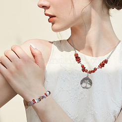 7 Styles Natural Amethyst & Gold Rutilated Quartz & Tiger Eye & Red Jasper & Lapis Lazuli & Green Aventurine & Quartz Crystal Chip Beads Sets&nbsp;G-PA0001-96
