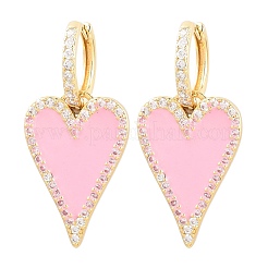 Valentine's Day Heart Brass Micro Pave Clear Cubic Zirconia Hoop Earrings&nbsp;EJEW-Z164-10G