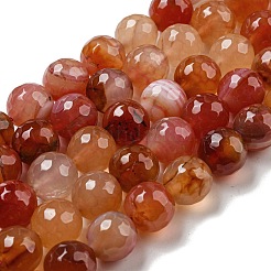 Faceted Natural Banded Agate Beads Strands&nbsp;G-F447-12mm-O04