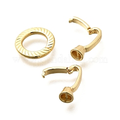 Flat Round Rack Plating Brass Fold Over Clasps&nbsp;KK-S508-11G