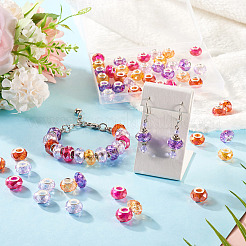 50Pcs 5 Colors Baking Paint Transparent Glass European Beads&nbsp;GPDL-SW0001-01