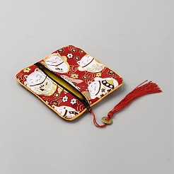 Square Cloth Jewelry Packing Pouches Drawstring Bags with Tassel&nbsp;ABAG-WH0032-68B