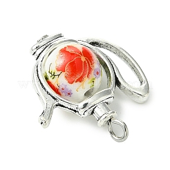 Rotatable Floral Printed Porcelain Bead Teapot Pendants&nbsp;PALLOY-JF03167