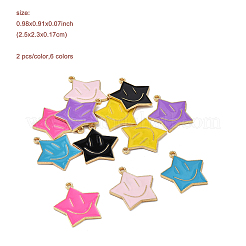 12Pcs 6 Colors Alloy Enamel Pendants&nbsp;ENAM-FP0001-75