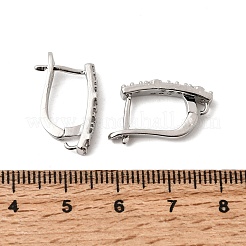 Rectangle Brass Micro Pave Clear Cubic Zirconia Hoop Earring Findings&nbsp;KK-Z154-05P