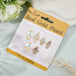 8Pcs 4 Styles Brass Micro Pave Cubic Zirconia Pendants&nbsp;KK-BBC0019-79
