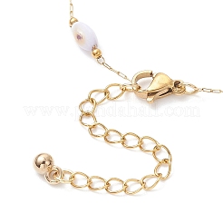Dyed Rice Natural Shell & 304 Stainless Steel Link Chain Bracelet Making&nbsp;AJEW-JB01385